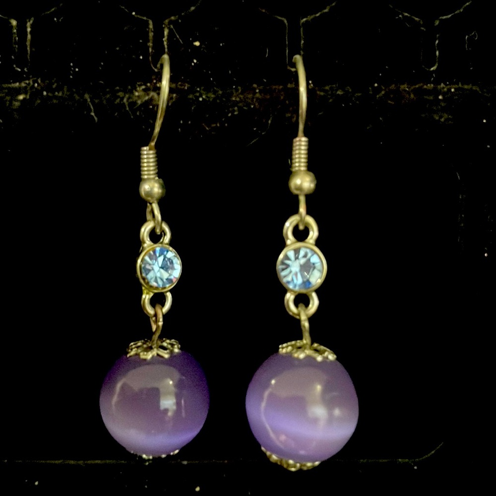 Dangling Lavender Bead earrings